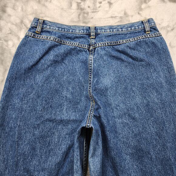 Vintage 90s Ann Taylor Jeans Womens 12 Blue High Rise Wide Leg Baggy Loose Fit - Picture 4 of 11